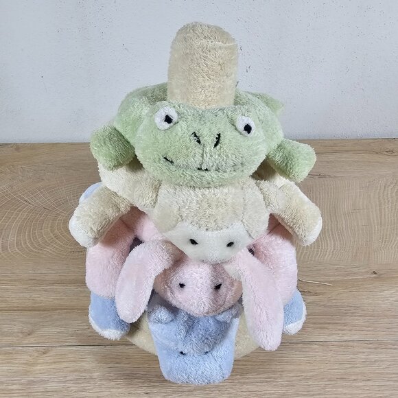 Pottery Barn Kids Ring Stacker Baby Plush Toy Bunny Hippo Lamb Frog Pastel - Picture 3 of 11